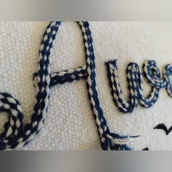 NEW Coastal Pillow Feather Navy Blue White Stripe Sail Preppy Boat Nautical - Picture 5 of 10